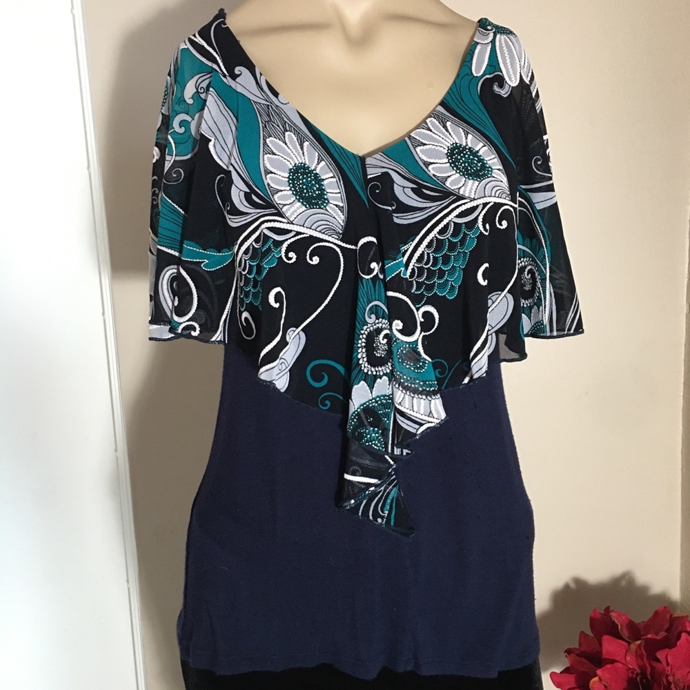 Blue butterfly top